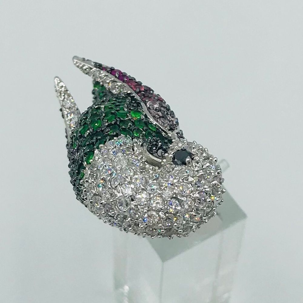 NEW RHODIUM PLATED CZ PARROT RING - Picture 7 of 16